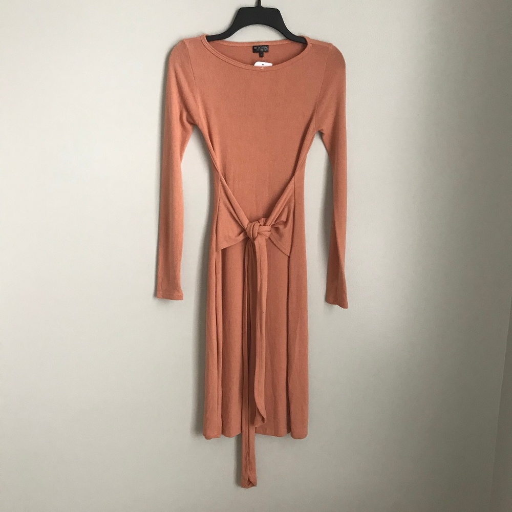 New Go Couture Orange Long Sleeve Sweater Dress - Picture 1 of 4